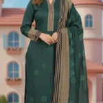 Latest design cotton silk suit women teal green
