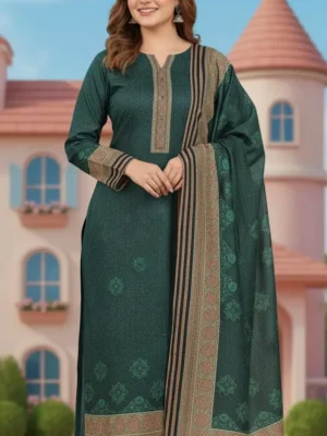 Latest design cotton silk suit women teal green