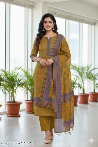 Party wear embroidered cotton silk suit women