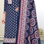 blue pashmina silk suit women