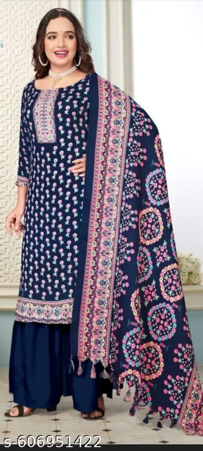 blue pashmina silk suit women